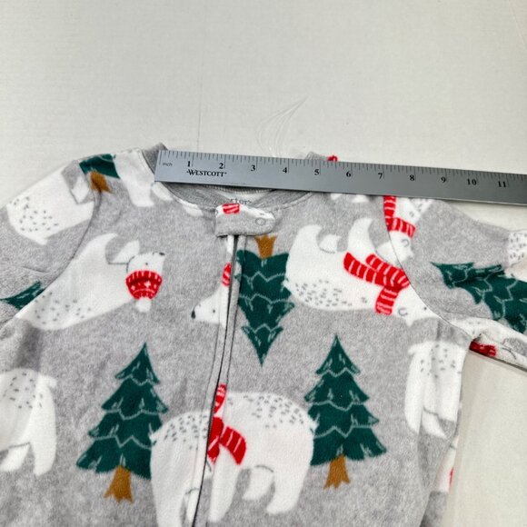 Carter's Child's Sz 4T Footed Christmas Sleeper Gray Polar Bears And Trees NWOT - Picture 8 of 16